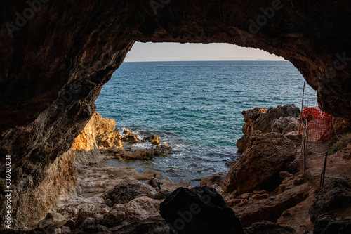 grotta delle Capre (Goat cave) in the sea of the Circeo national park. Latina, Lazio, Italy