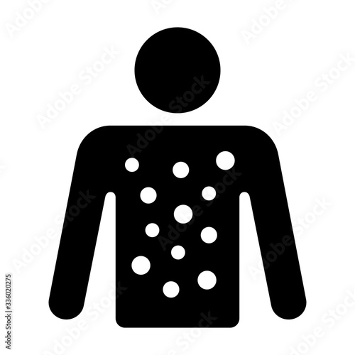 Skin rash, contact dermatitis or eczema on body flat vector icon for apps and websites