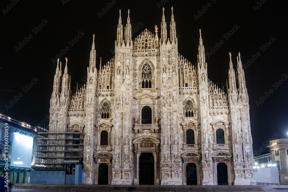 Milan Cathedral, Duomo di Milano, at night. Italy. Milan Chatedral is one of the largest churches in the world - high iso, night shoot