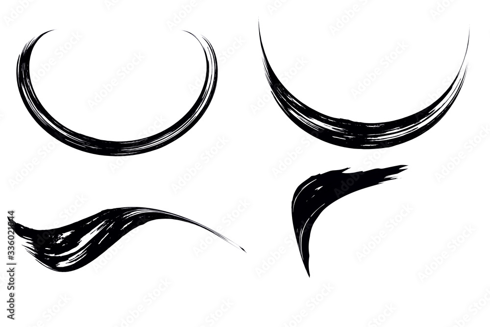 Obraz premium paint brush line stroke. banner art ink black of stain splash dirty liquid and splatter. Ink stroke design element.Rough smears and stains watercolor.grungy, grunge black swatch brush. clipping path