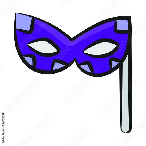 Hand drawn icon of masquerade, carnival facial mask 