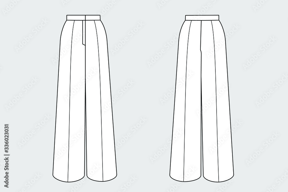 Classic woman trousers vector template isolated on a grey background ...