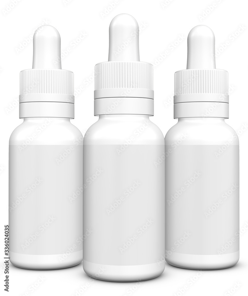 Realistic 3D Dropper Bottle Mock Up Template on White Background.3D Rendering,3D Illustration.Copy Space Realistic 3D Dropper Bottle Mock Up Template on White Background.3D Rendering,3D Illustration.Copy Space