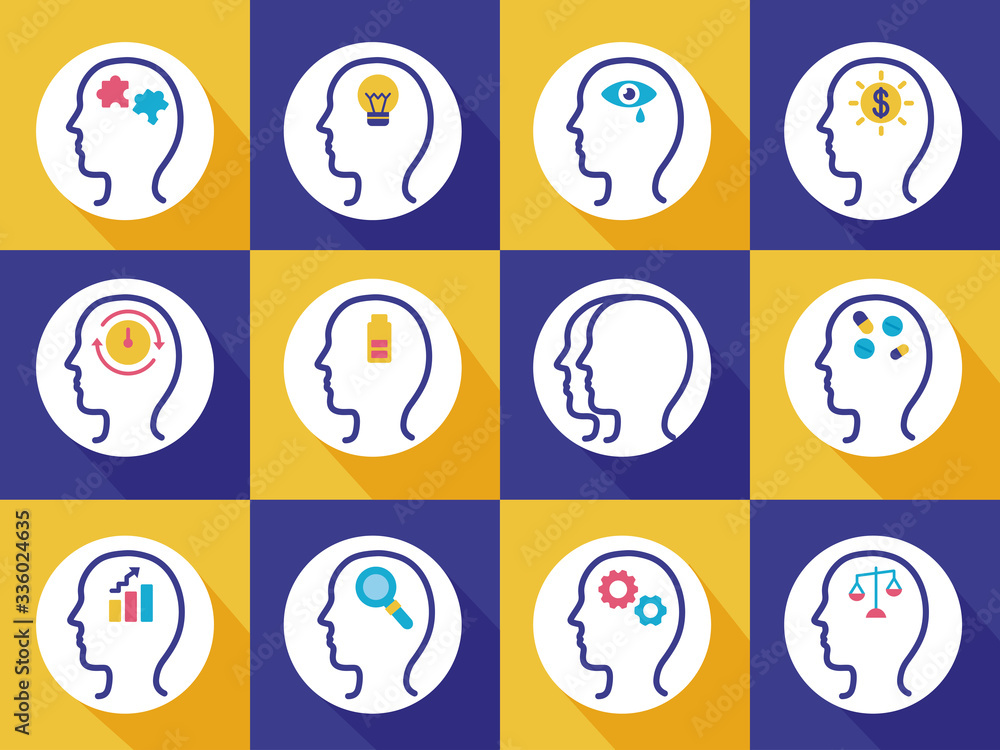 bundle of profiles mental health line style icon bundle of profiles mental health line style icon