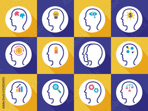 bundle of profiles mental health line style icon