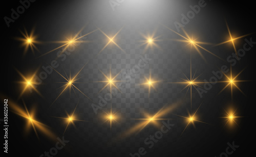 Wallpaper Mural A set of bright beautiful stars. Light effect. Bright Star. Beautiful light for illustration. Christmas star.White sparkles shine special light effect. Vector sparkles on a transparent background.	 Torontodigital.ca