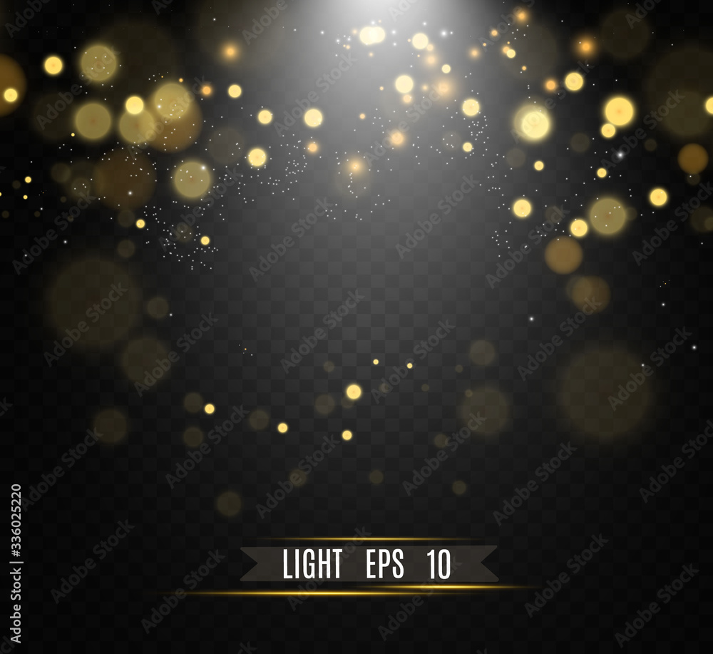 © NAUM - Beautiful sparks shine with special light. Vector sparkles on a transparent background. Christmas abstract pattern. A beautiful illustration for the postcard. The background for the image. Luminaries.