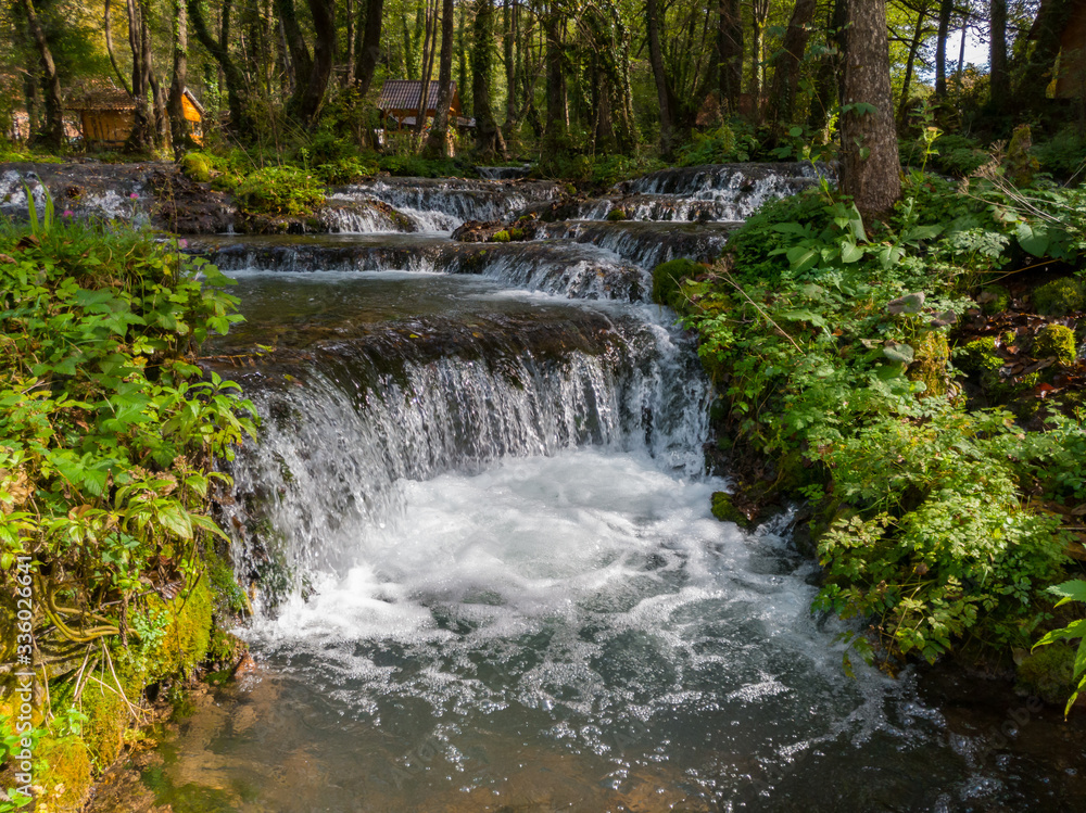 Small waterfalls on a mountain stream south of Sipovo. - Image