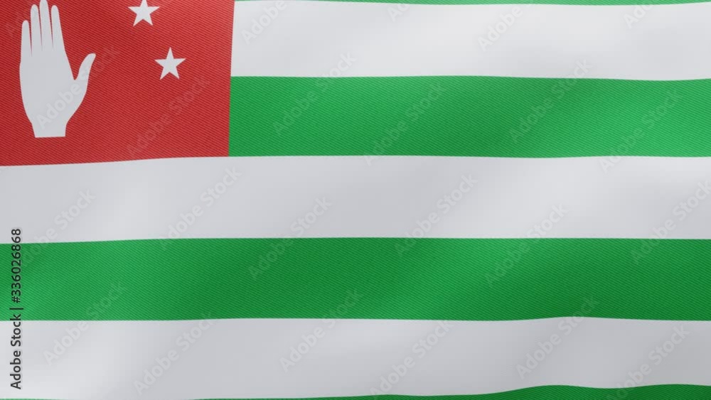 Abkhazia flag Abkhazian flag unfolding waving on green screen alpha transition 3d Render