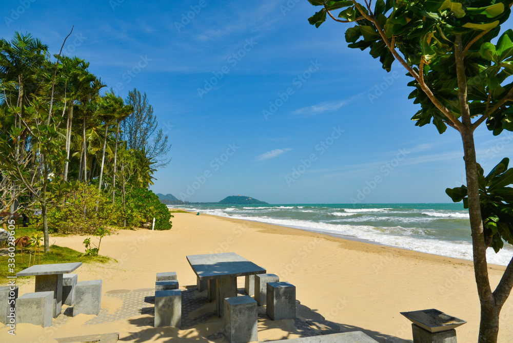 Naklejka premium tropical beach with palm trees