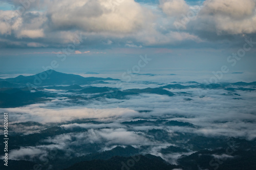 Fototapeta Naklejka Na Ścianę i Meble -  Cloud layers above mountain range