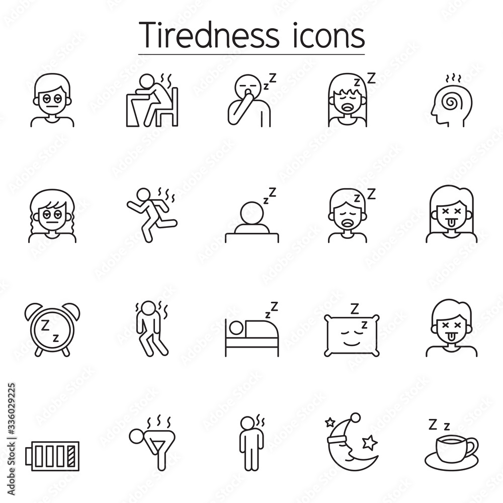 tiredness-sleepy-icons-set-in-thin-line-style-stock-vector-adobe-stock