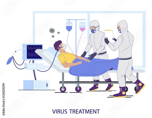 Hospital coronavirus treatment concept vector flat illustration