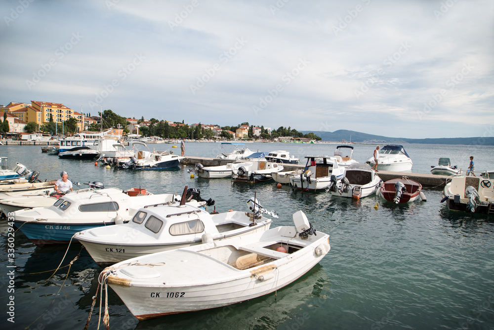 parking of water transport at sea. Boat parking near Crikvenica. the beginning of the tourist season. Vacation at sea.