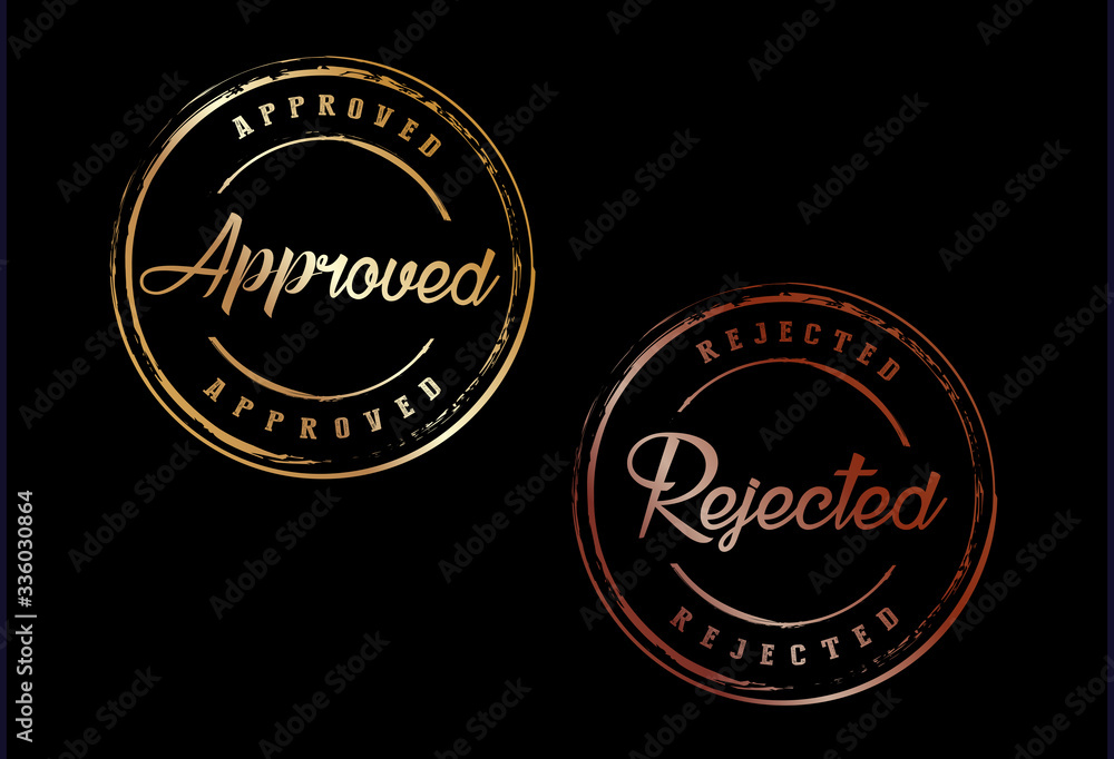 Elegance, vintage gradient circle approved and rejected seal badge