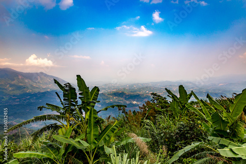 View of the mountains and walley from the mountain road in Vietnam