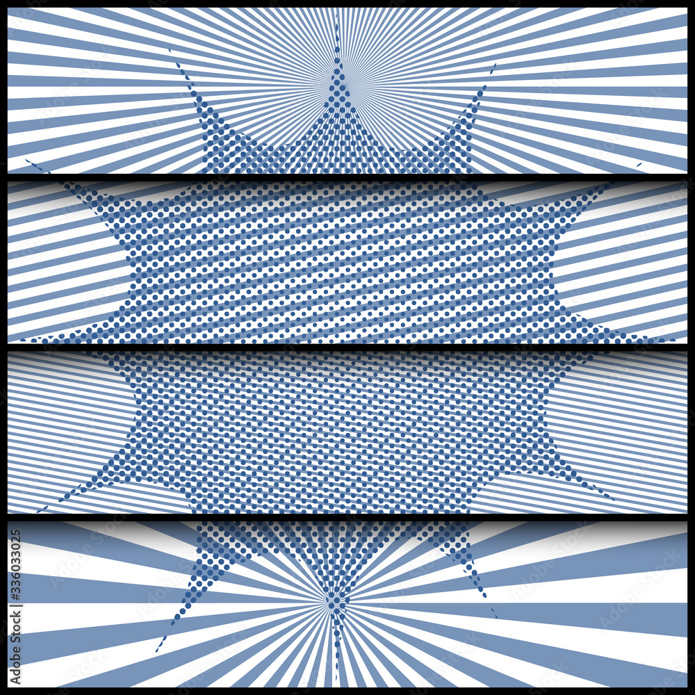 Comic monochrome horizontal banners Comic monochrome horizontal banners
