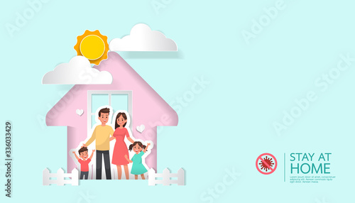 Stay at home, stop corona virus concept character vector design