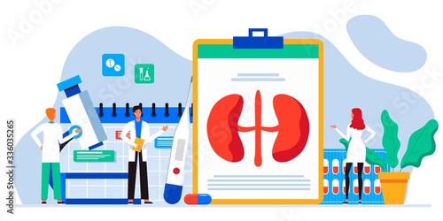 Kidney treatment. Healthcare, Medical research. Urology and nephrology. nephroptosis, renal failure, pyelonephritis, diseases, kidney stones, cystitis. For website, app, banner, flyer
