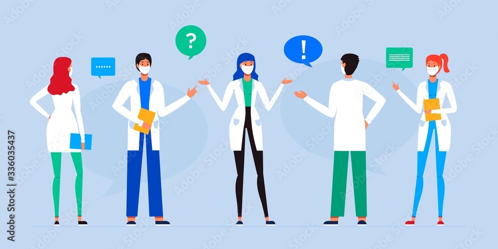 Male and feamle doctor talking. Healthcare services, Ask a doctor. Therapist, surgeon, nurse, gynecologist, paramedic in uniform. Medical team concept. Set of various hospital, clinic staff. Male and feamle doctor talking. Healthcare services, Ask a doctor. Therapist, surgeon, nurse, gynecologist, paramedic in uniform. Medical team concept. Set of various hospital, clinic staff.