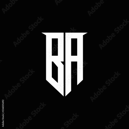 BA logo monogram with emblem shield style design template photo