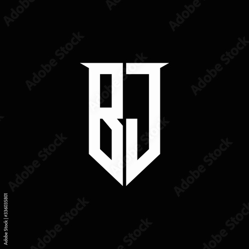BJ logo monogram with emblem shield style design template