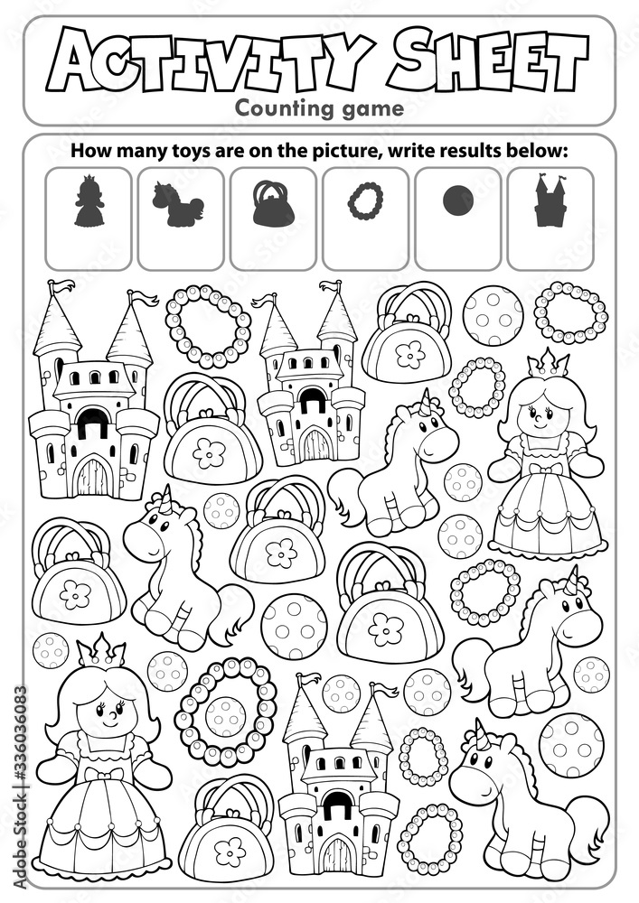Activity sheet counting game 8