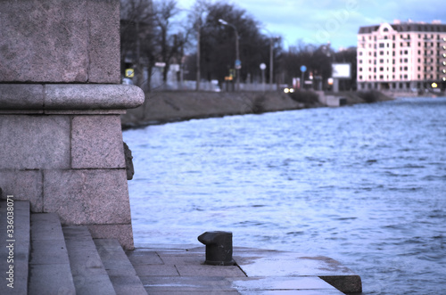 Urban landscape Malaya Nevka embankment in Saint Petersburg. photo