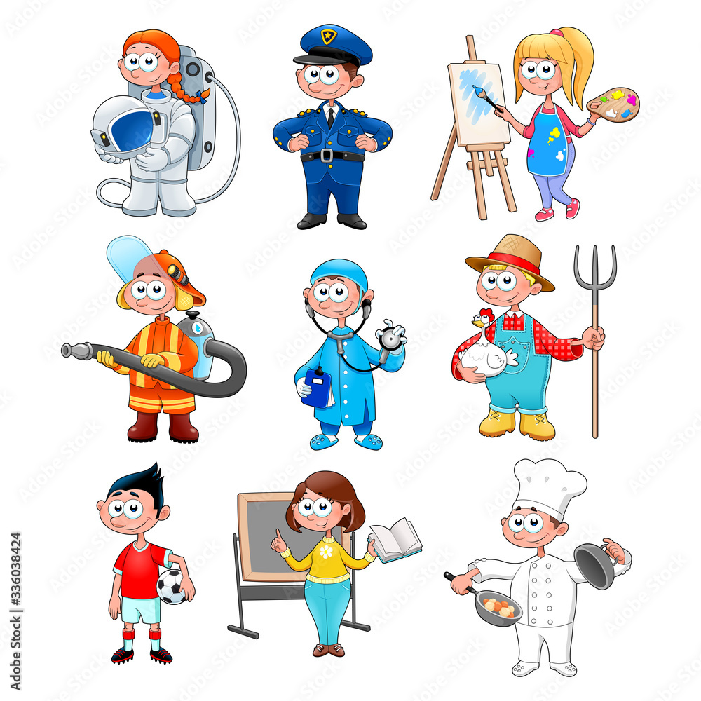 Group of workers for children Group of workers for children