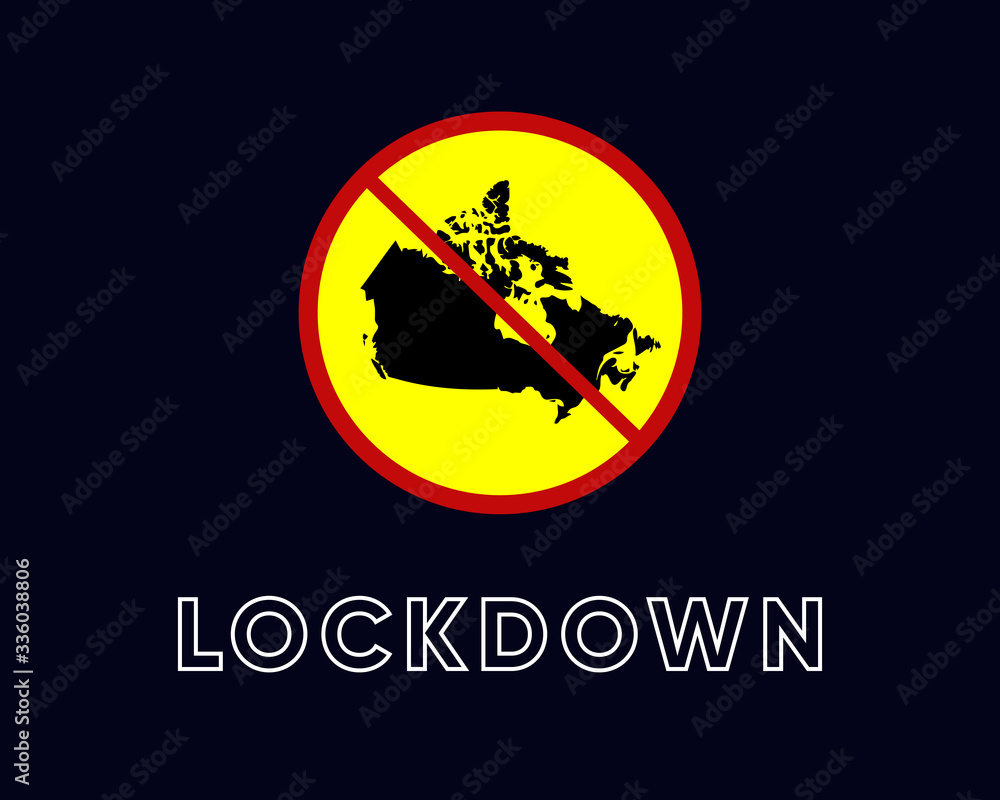 Illustration vector graphic of Sign caution of Canada Lockdown. Vector illustration of warning sign. Coronavirus outbreak. Warning sign of Prohibited from leaving the Canada country.