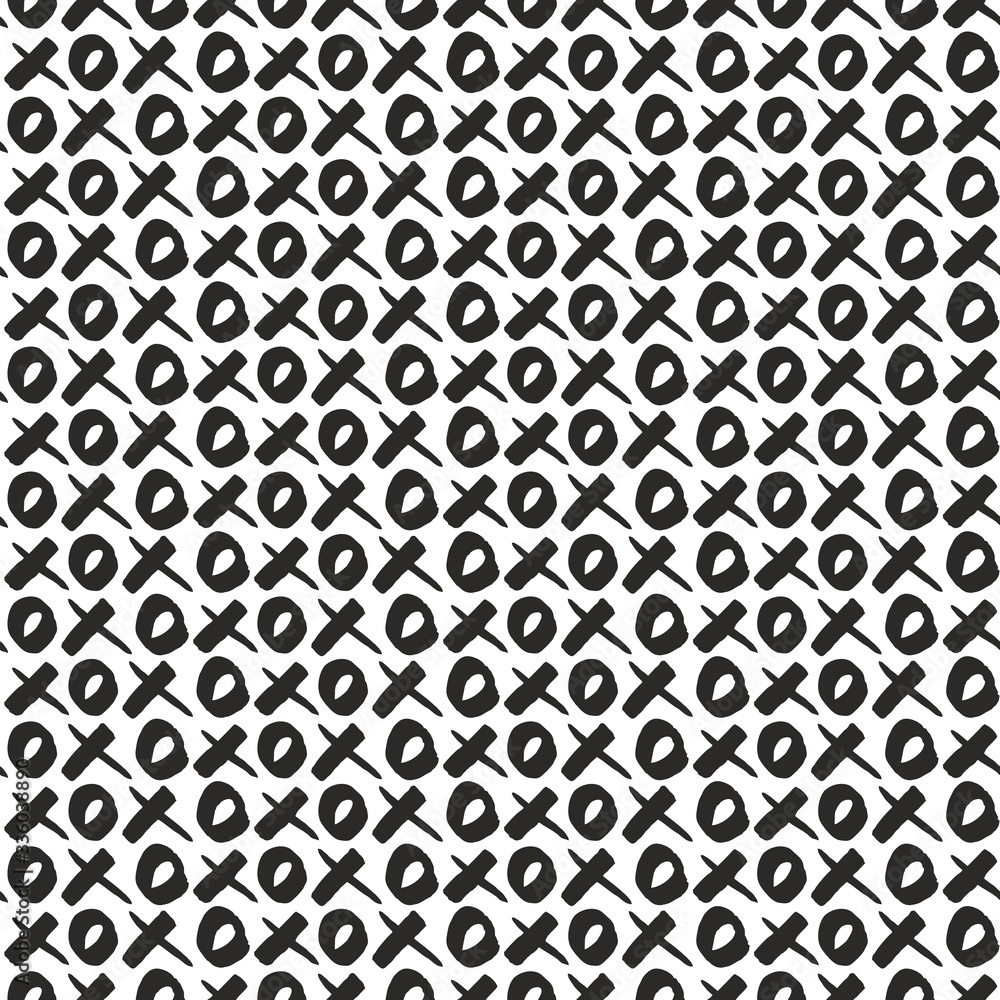 Tile vector pattern with black xo on white background 
