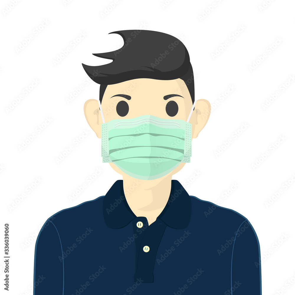People Wearing Medical Mask Cover the mouth and nose to prevent viruses and dust. icon vector People Wearing Medical Mask Cover the mouth and nose to prevent viruses and dust. icon vector