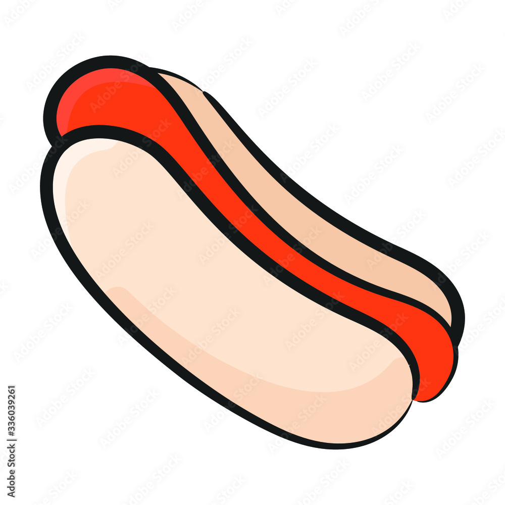 Hot dog sandwich icon, hand drawn editable vector. Hot dog sandwich icon, hand drawn editable vector.