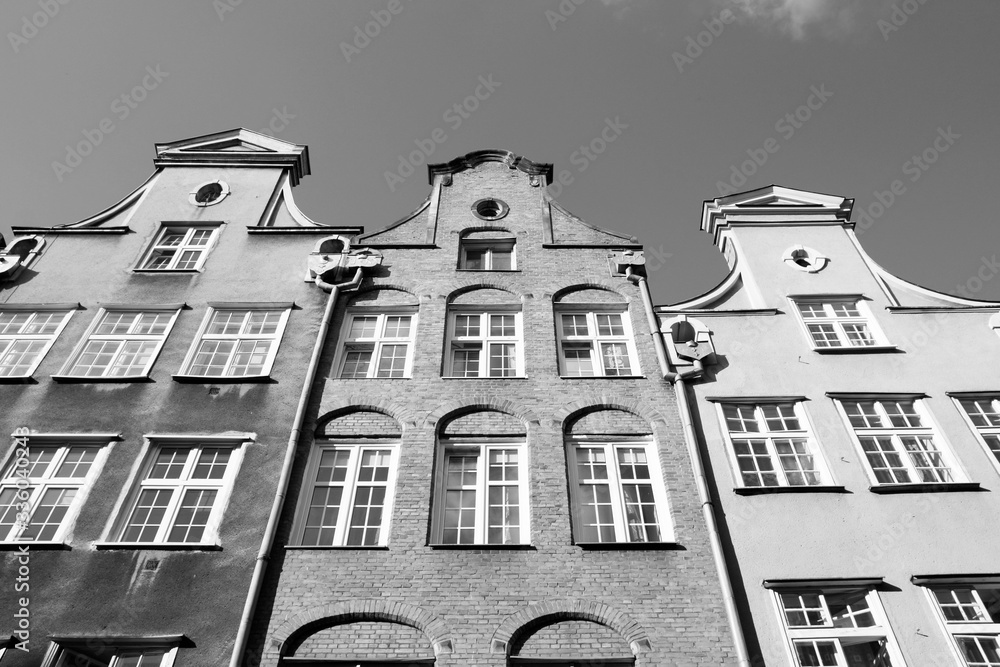 Gdansk, Poland. Black and white retro style.