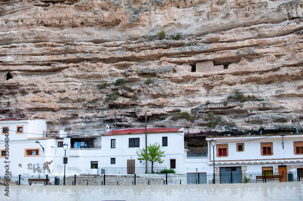 White houses inside a mountain White houses inside a mountain