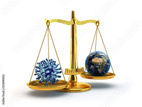 Fototapeta Naklejka Na Ścianę i Meble -  Virus and Earth. 3D illustration. Elements of this image furnished by NASA.
