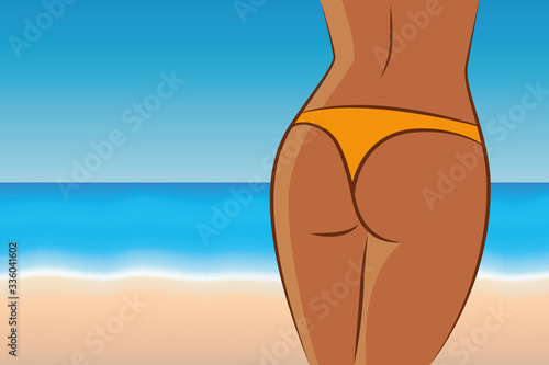 sexy girl butty on the beach background vector illustration EPS10
