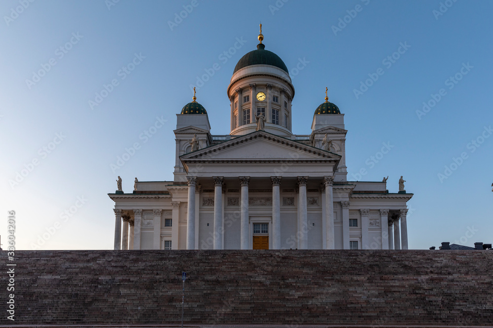 Stairs ascending to Helsinki Cathedral in daytime with no people