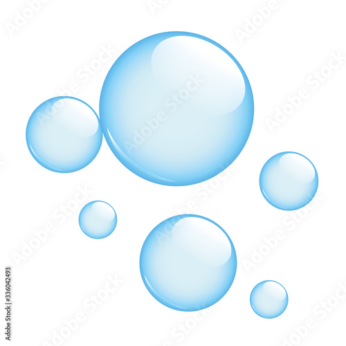 shiny blue soap bubbles isolated on white background vector illustration EPS10