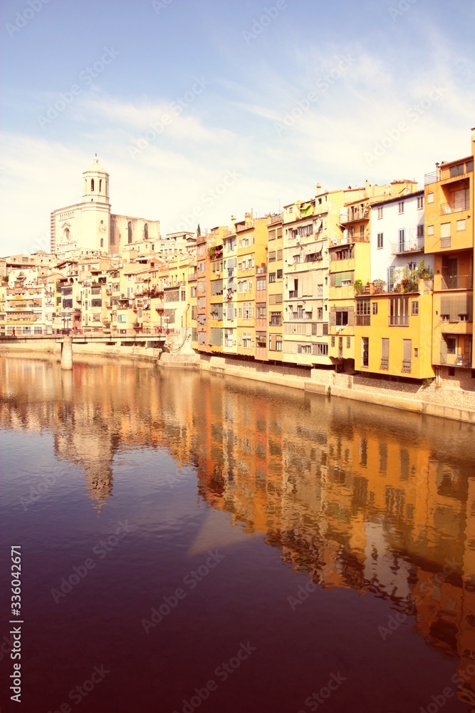 Girona, Spain. Vintage filtered color style.