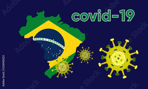 Illustration vector graphic of Alert corona virus outbreak with Brazil map in the background. Map of Brazil with deadly corona virus. Dangerous chinese ncov corona virus. Vector EPS10.