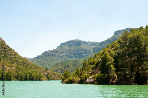 Natural lake with mountains in Cofrentes (Spain)