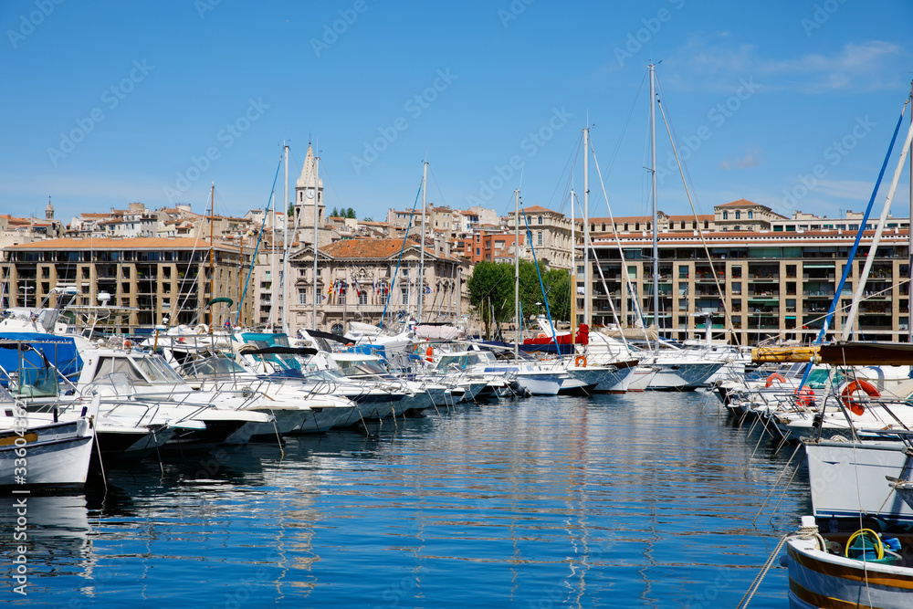 Old port in Marseille, France. Provence on sunny day.