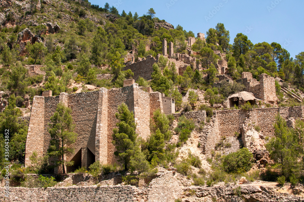 Ancient construction ruins in the mountains