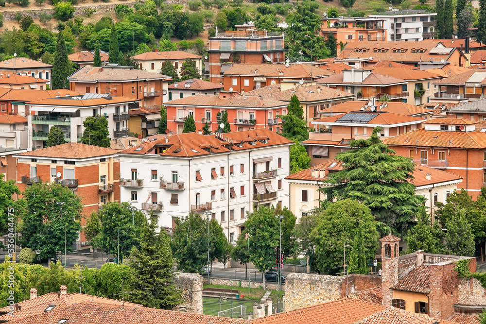 Residential quarters of Verona, urban outdoor background