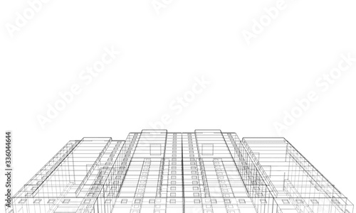 Vector wire-frame model of a multi-storey building