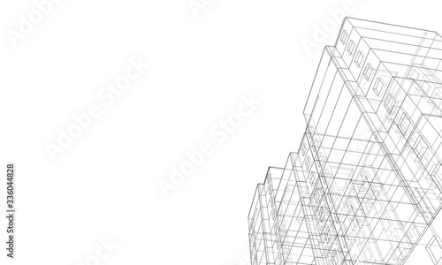 Vector wire-frame model of a multi-storey building