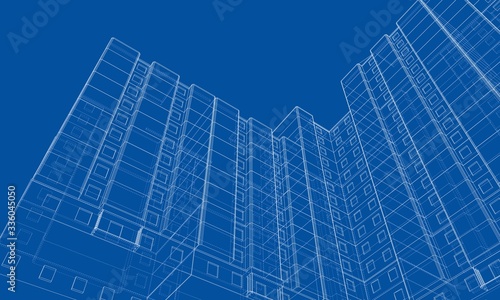 Vector wire-frame model of a multi-storey building