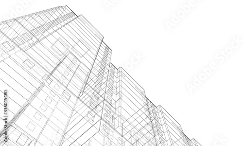 Vector wire-frame model of a multi-storey building