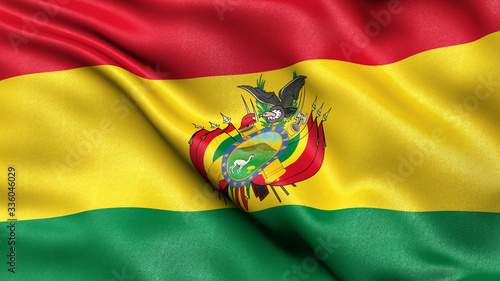 3D illustration of the flag of Bolivia waving in the wind. photo